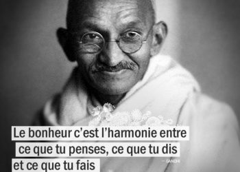 Le bonheur c'est l'harmonie entre ce que tu penses, ce que tu dis et ce que tu fais. GANDHI - Graine d'Eden citation