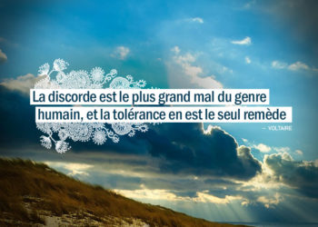 La discorde est le plus grand mal du genre humain, et la tolérance en est le seul remède. VOLTAIRE - Graine d'Eden Citation