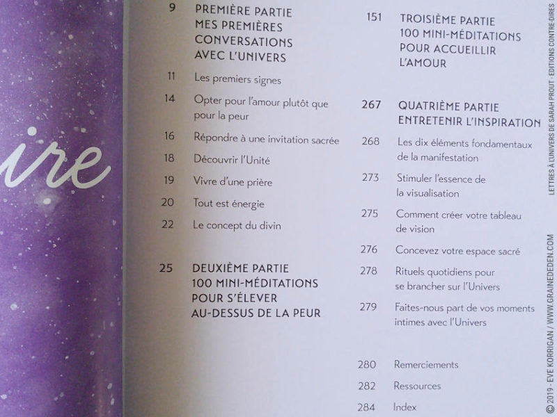 Lettres à l'Univers de Sarah Prout Review et avis - Graine d'Eden Développement personnel, spiritualité, livre tarots et oracles cartes divinatoires, Bibliothèques des Oracles, avis, présentation, review , revue