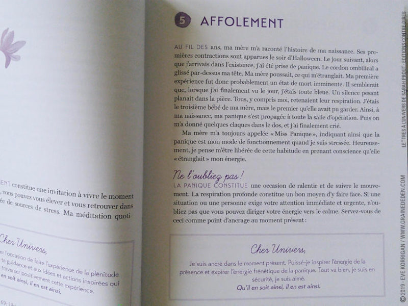 Lettres à l'Univers de Sarah Prout Review et avis - Graine d'Eden Développement personnel, spiritualité, livre tarots et oracles cartes divinatoires, Bibliothèques des Oracles, avis, présentation, review , revue