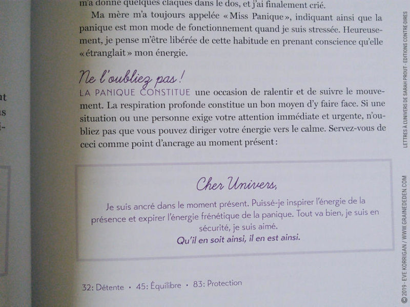 Lettres à l'Univers de Sarah Prout Review et avis - Graine d'Eden Développement personnel, spiritualité, livre tarots et oracles cartes divinatoires, Bibliothèques des Oracles, avis, présentation, review , revue